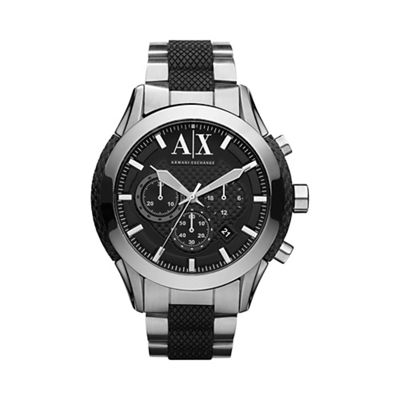 Men's black textured link bracelet watch ax1214